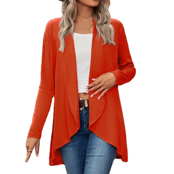 Vedolay Women's Cardigan Sweater Long Sleeve Open Front Coat 2023 Orange,2XL