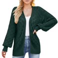 thumbnail image 1 of Vedolay Women's Cardigan Sweaters 2023 Fall Open Front Ribbed Knit Oversized Cardigan Sweaters with Pockets Green,S, 1 of 5