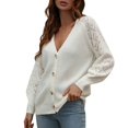 thumbnail image 1 of Vedolay Women's Cardigan Sweaters 2023 Lightweight Crochet Knit Cardigans Button Down Sweaters Shrugs White,XL, 1 of 5