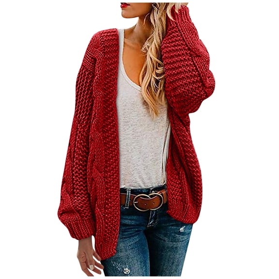 Vedolay Women's Cardigan Sweaters Classic Button Down Long Sleeve Soft Knit Sweater Cardigan Red,One Size