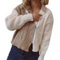 thumbnail image 1 of Vedolay Women's Cardigan Sweaters Long Sleeve Button Down Sweater Knit Cardigan Khaki,XL, 1 of 5