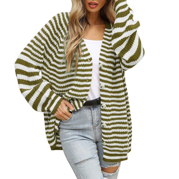 Vedolay Women's Cardigans Fall Winter Long Sleeve Sweater Jacket Green,L