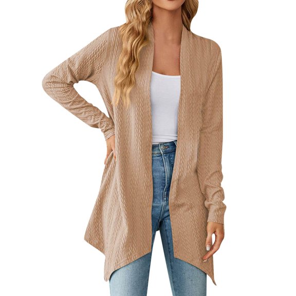 Vedolay Women's Cardigans Fall Womens Knitted Button Cardigan Stand Collar Sweaters Khaki,S