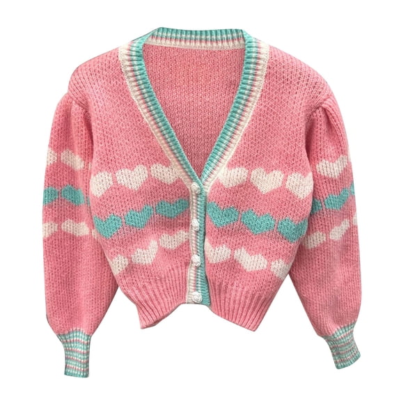 Vedolay Women's Cardigans Open Front Long Sleeve Button Down Knit Cardigan Coat 2023 Pink,L