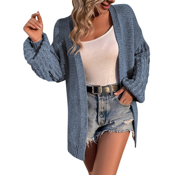 Vedolay Women's Cardigans Trendy Open Front Cardigan Dressy Sweater Jacket Blue,M