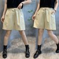 thumbnail image 1 of Vedolay Women's Casual Shorts Leather Shorts, Women Elastic Waist Wide Leg Round Shorts with Pockets,WH2 XXL, 1 of 3