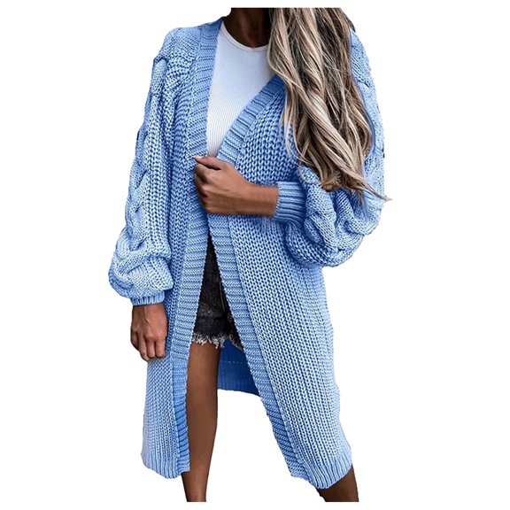Vedolay Women's Casual jackets Women's Fashion Suit Open Front Long Sleeve Fitted Ruffle Casual Office Jacket,Blue M