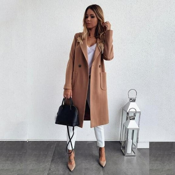 Vedolay Women's Casual jackets Womens Casual Jackets Long Sleeve Business Lapel Collar Work Office Clothes,Khaki S