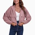 thumbnail image 1 of Vedolay Women's Cropped Cardigan Casual Daily Jackets Lightweight Zip Up Casual Jacket Purple,XL, 1 of 4