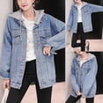 thumbnail image 1 of Vedolay Women's Denim Jackets Womens Oversized Lapel Button Up Long Sleeve Classic Jean Jacket,Blue M, 1 of 4