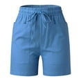 thumbnail image 1 of Vedolay Women's Drawstring High Waist Solid Color Shorts with Pockets,Blue M, 1 of 5