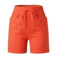 thumbnail image 1 of Vedolay Women's Drawstring High Waist Solid Color Shorts with Pockets,Orange XL, 1 of 5