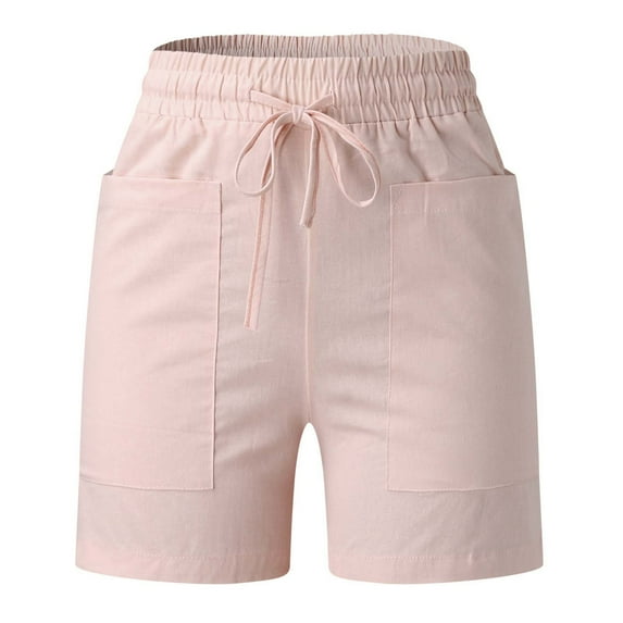 Vedolay Women's Drawstring High Waist Solid Color Shorts with Pockets,Pink M
