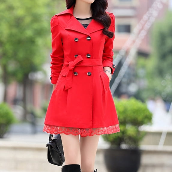 Vedolay Women's Fall Coat Casual Jackets for Women Fashion Basic Long Sleeve Button Down Casual Jacket,Red XXL