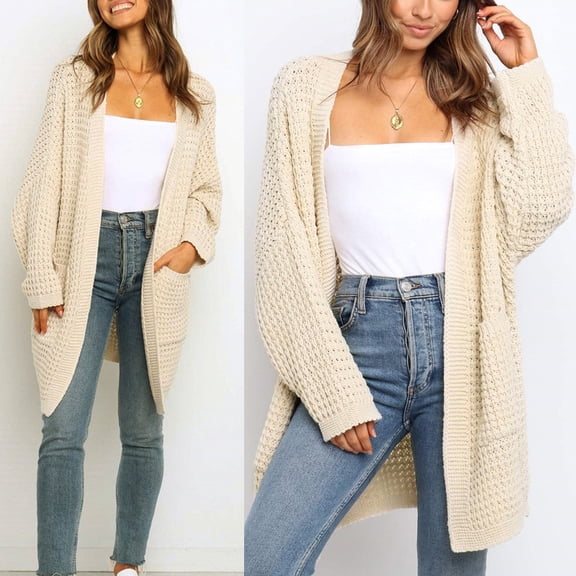 Vedolay Women's Fall Coat Women's Casual Long Sleeve Coat with Fringe Rhinestones Casual Jacket,Beige M