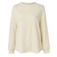 thumbnail image 1 of Vedolay Women's Fall Sweaters Round Neck Striped Cute Winter Pullover Sweaters,Beige L, 1 of 5
