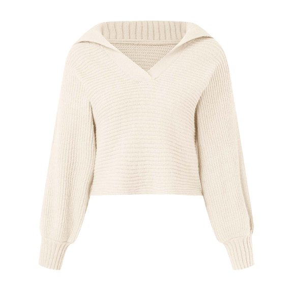 Vedolay Women's Fall Tops Fall Sweaters Round Neck Striped Cute Winter Pullover Sweaters for Women,Beige M