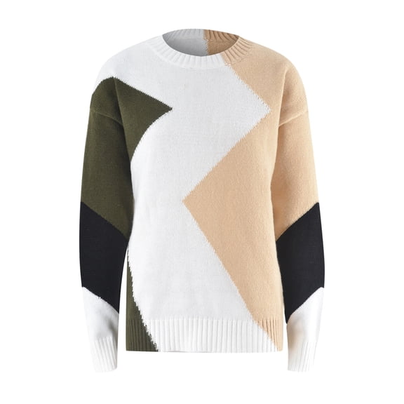 Vedolay Women's Fall Tops Women's 2023 Fall Casual Long Sleeve Crew Neck Ribbed Knit Pullover Sweater,E XL