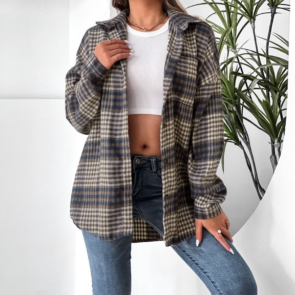 Vedolay Women's Fall Tops Women's Casual Jackets Casual Open Front Long Sleeve Work Office Top,Blue M