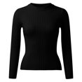 thumbnail image 1 of Vedolay Women's Fall Tops Women's Sweaters Turtleneck Lantern Sleeve Oversized Ribbed Knit Fall Tops,Black L, 1 of 4
