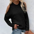 thumbnail image 1 of Vedolay Women's Fall Tops Women's V Neck Sweater Lantern Sleeve Oversized Henley Knit Pullover Tops,Black M, 1 of 5