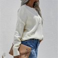 thumbnail image 1 of Vedolay Women's Fall Tops Womens 2023 Trendy Fall Fashion Knit Ribbed Stripe Crop Pullover Sweater,White S, 1 of 5