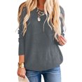 thumbnail image 1 of Vedolay Women's Fall Tops Womens Fall Knitted V-Neck Collared Pullover Long Sleeve Winter Sweater,Gray XL, 1 of 4