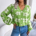 thumbnail image 1 of Vedolay Women's Fall Tops Womens Ripped Casual Jacket Long Sleeve Button Down Crop Casual Jacket,Green S, 1 of 5