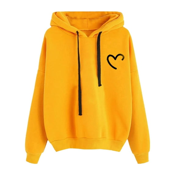 Vedolay Women's Fashion Hoodies Women's 2023 Oversized Sweatshirts Crew Neck Long Sleeve Pullovers Sweatshirt Casual Fall Clothes,Yellow XXL