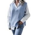 thumbnail image 1 of Vedolay Women's Fashion Winter Zipper Sweater Loose Casual Warm Pullover Tops Blue,L, 1 of 3