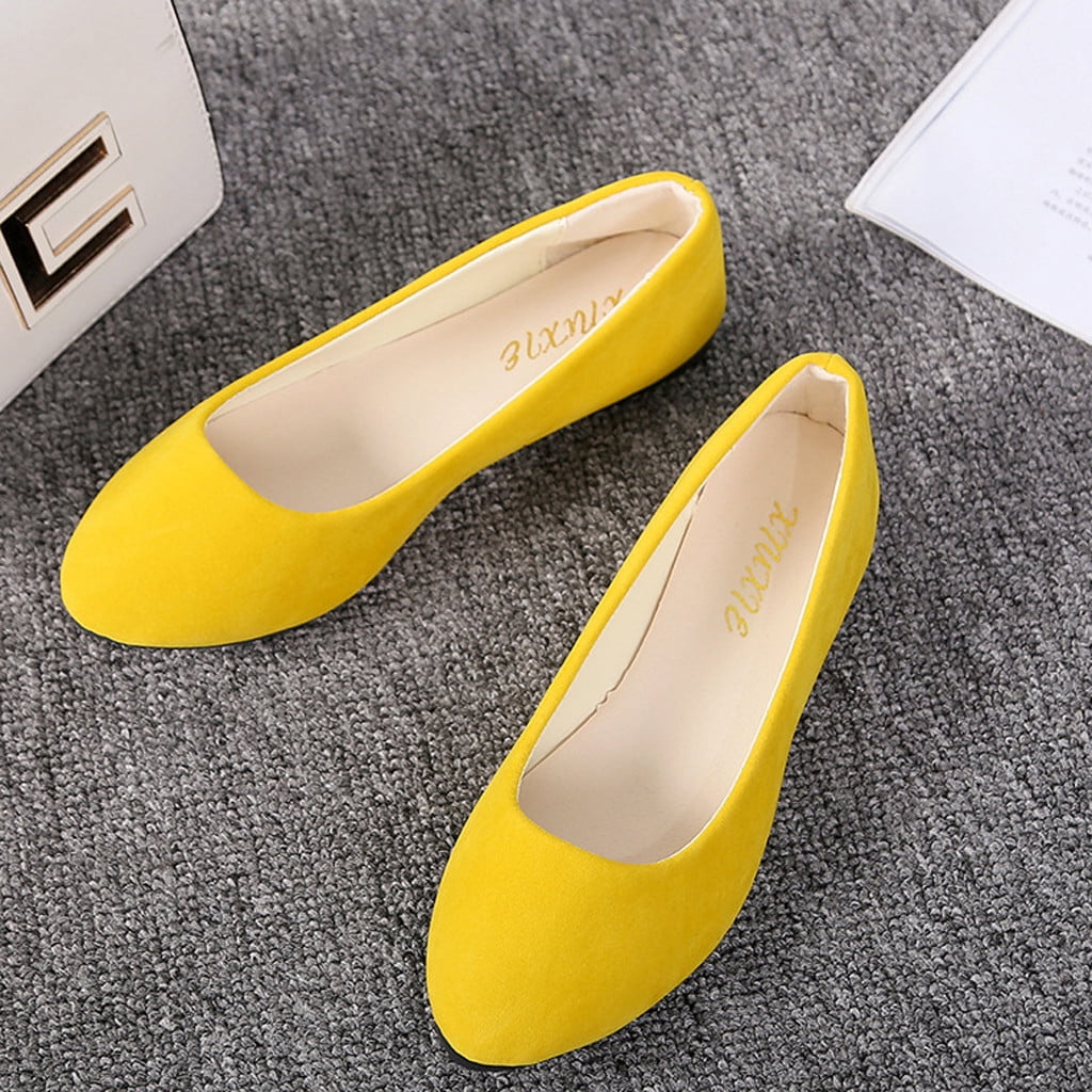 ladies yellow flat shoes