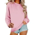 thumbnail image 1 of Vedolay Women's Hoodies 2023 V Neck Long Sleeve Pocket Solid Color Hooded Top Pink,2XL, 1 of 5