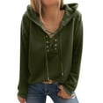 thumbnail image 1 of Vedolay Women's Hoodies Fashion 2023 Print Crew Neck Long Sleeves Sweatshirt Tops Zip up Hoodie Y2k Army Green,S, 1 of 5