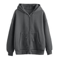 thumbnail image 1 of Vedolay Women's Hoodies Fashion Winter Thick Sweater Open Front Coat Jacket Outwear Zip up Jacket Grey,L, 1 of 3