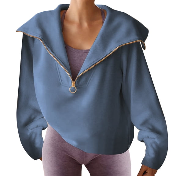 Vedolay Women's Hoodies Soft And Comfy Basic Pullover Crewneck Sweatshirt Blue,L