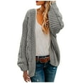 thumbnail image 1 of Vedolay Women's Knit Cardigan Sweater Knit Long Cardigan Coat Open Front Button Coat Outerwear 2023 Gray,One Size, 1 of 5