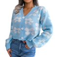 thumbnail image 1 of Vedolay Women's Knit Cardigan Sweater Knitted Long Sleeve Slim Fit Workout Cardigans Blue,L, 1 of 5