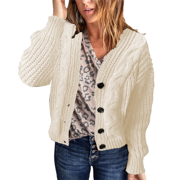 Vedolay Women's Knit Cardigan Sweater Long Sleeve Button Down Solid Knit Sweaters A,L