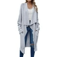 thumbnail image 1 of Vedolay Women's Knit Cardigan Sweater Open Front Cardigans Soft Draped Ruffle Shrugs Gray,M, 1 of 5