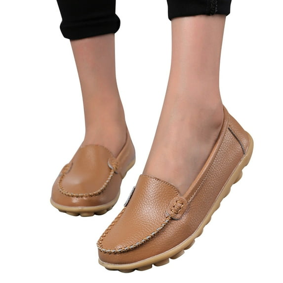 Vedolay Women's Loafers Ladies's Thick Sole Casual Loafers Comfort Round Toe Platform Slip On Walking Shoes,Brown 7.5