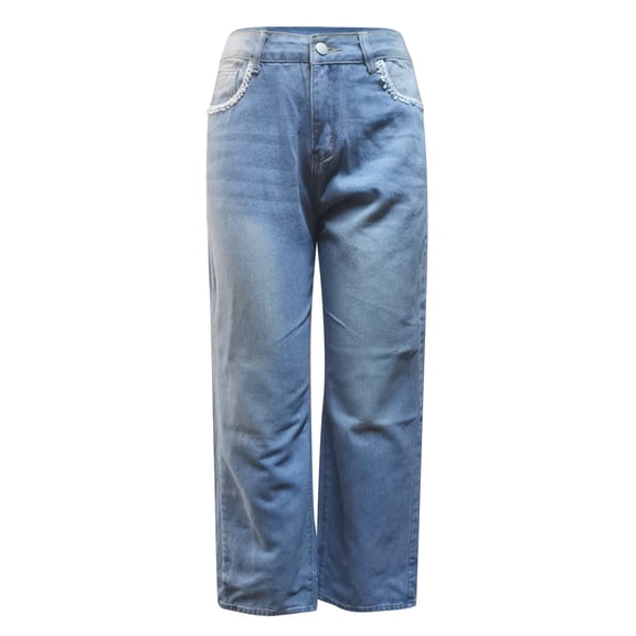 Vedolay Women's Pants Women's High Waist Tummy Control Vintage Skinny Denim Pants,Blue XL