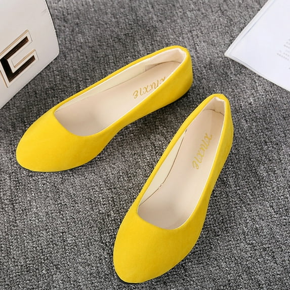 Vedolay Women's Platform Casual Shoes Slip On Shoes for Women Comfort Summer Loafers Soft Business Casual Sneakers,Yellow 6.5