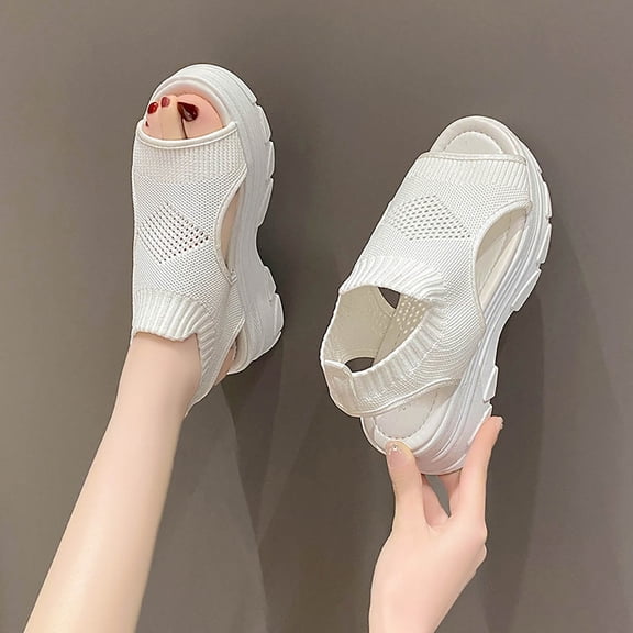 Vedolay Women's Platform Loafers Womens Slip-On Loafer Comfort Hook and Loop Work Shoes,Black 6.5