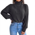 thumbnail image 1 of Vedolay Women's Pullover Loose Autumn Winter Striped Sweater Women Pullover Black,M, 1 of 5