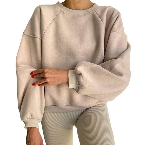 Vedolay Women's Pullover Sweatshirt 2023 Plus Size Graphic Crewneck Tunic Pullover Khaki,L