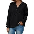 thumbnail image 1 of Vedolay Women's Pullover Sweatshirt Fashion 2023 Long Sleeve O-Neck Pullover Hoodie Sweaters Outwear for Women Zip up Hoodie Y2k Black,S, 1 of 5