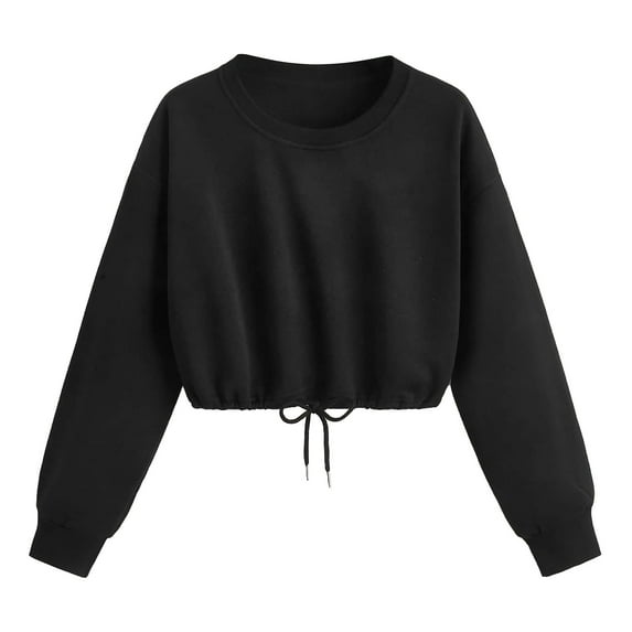 Vedolay Women's Pullover Sweatshirt Long Sleeve O-Neck Pullover Hoodie Sweaters Outwear for Women Black,M
