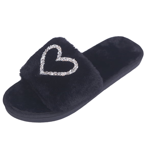 Vedolay Women's Shoe Plush House Slippers for Women Men Soft Warm Home Slippers Black,38-39