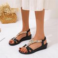 thumbnail image 1 of Vedolay Women's Shoes Sandals for Women Casual Summer Beaded Bohemian Comfortable Elastic Ankle Strap Beach Shoes,Blue 7.5, 1 of 5