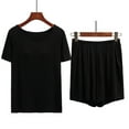 thumbnail image 1 of Vedolay Women's Short Sleeve Tops and Shorts Solid Pajama Sets with Pockets,Black XL, 1 of 3
